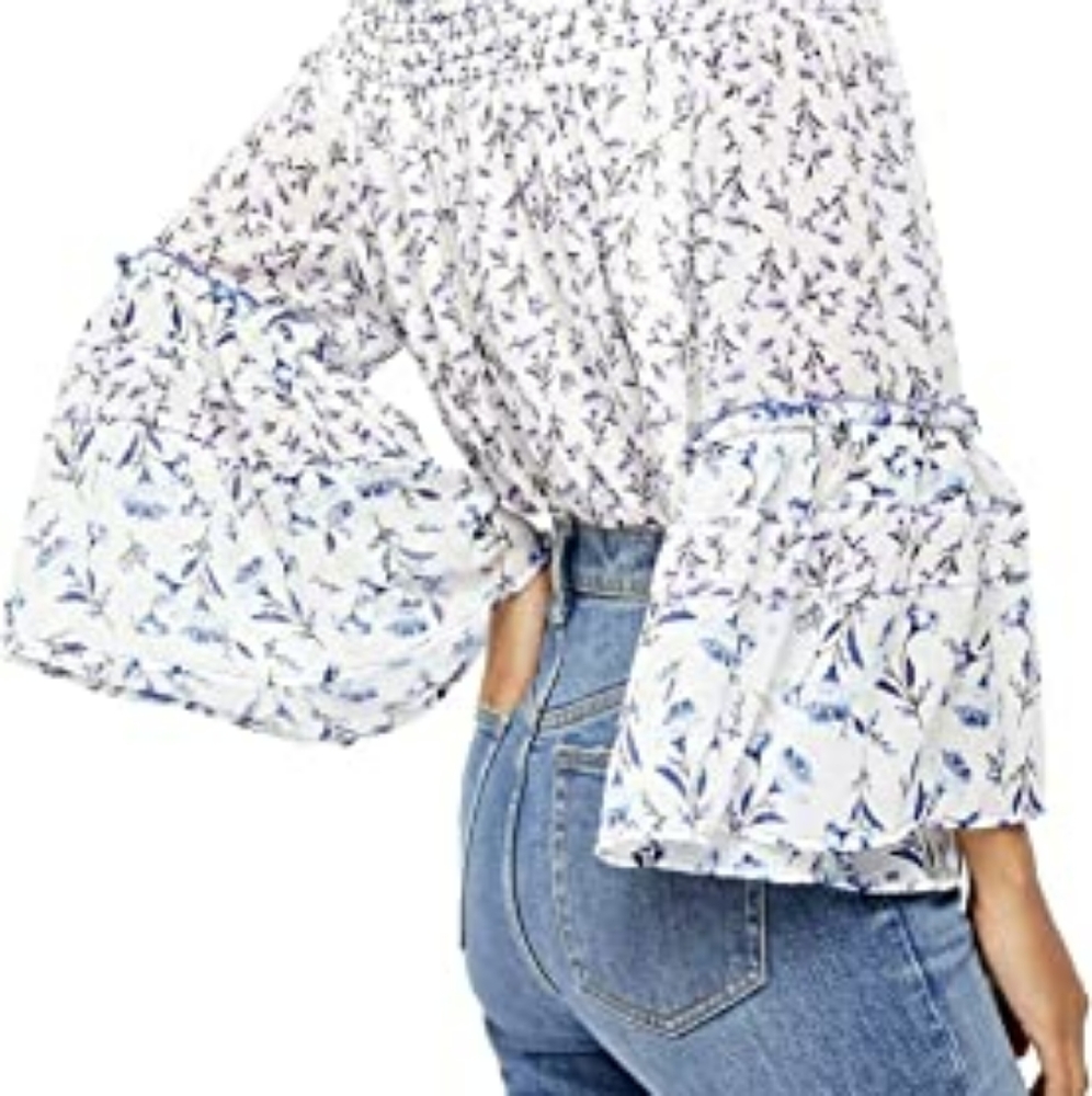 Free People Floral Off Shoulder Top Oversize